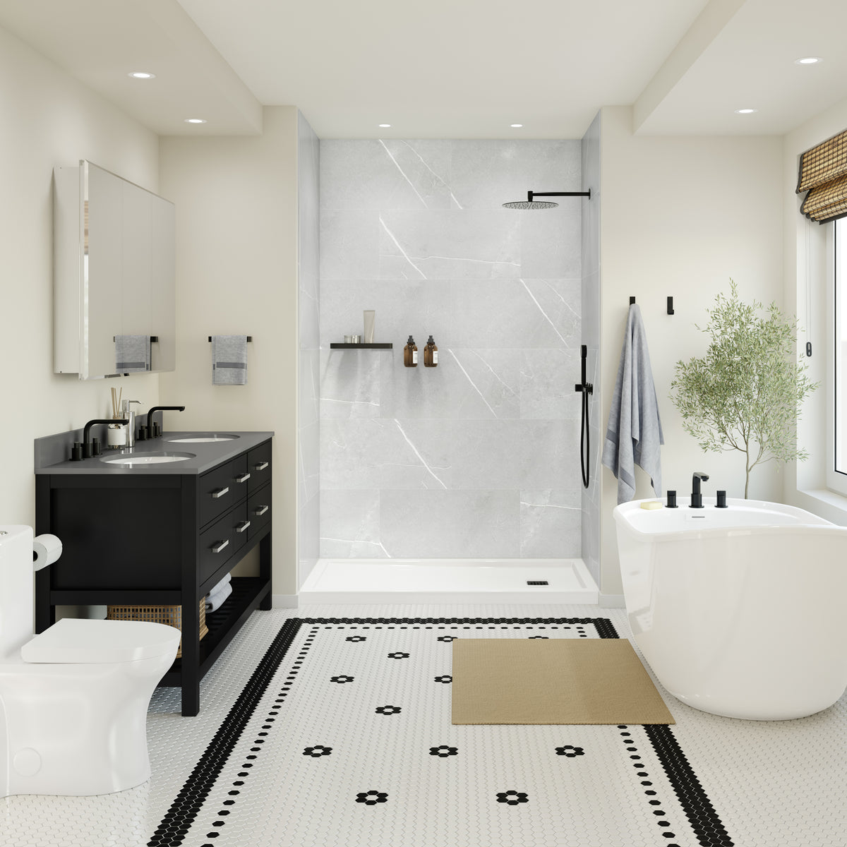 Maax Manhattan Glue-up Wall Tiles 15 3/4 x 31 1/2 in in a Smooth Marble Glacier Finish - image 10