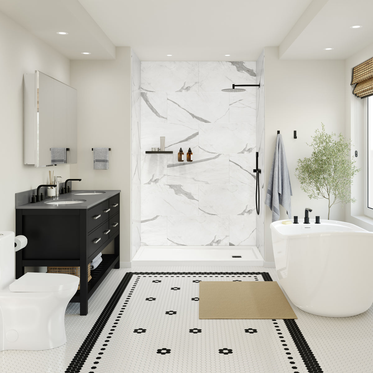 Maax Manhattan Glue-up Wall Tiles 15 3/4 x 31 1/2 in in a Smooth Marble Glacier Finish - image 2