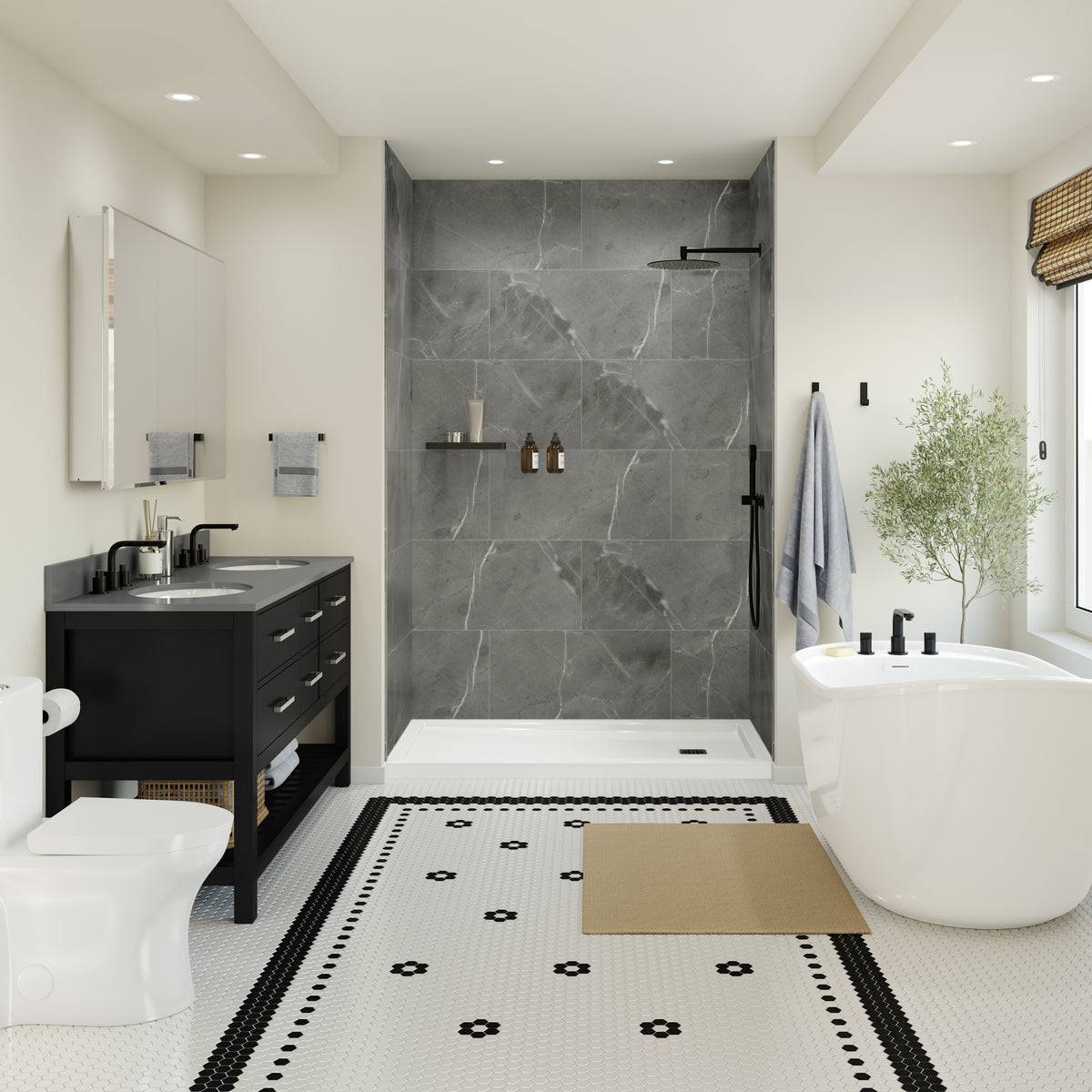 Maax Manhattan Glue-up Wall Tiles 15 3/4 x 31 1/2 in in a Smooth Marble Glacier Finish - image 7
