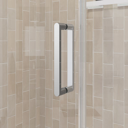 Manhattan 47-49 x 68 in. 6 mm Pivot Shower Door for Alcove Installation with Clear glass & Round Handle in Chrome - Plumbing Market