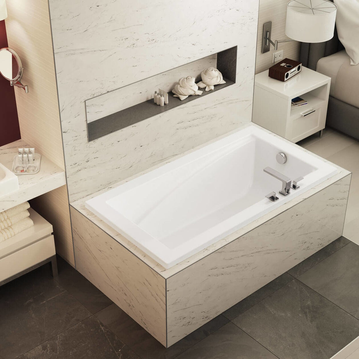 Maax ModulR 6032 (With Armrests) Acrylic Drop-in End Drain Bathtub in White