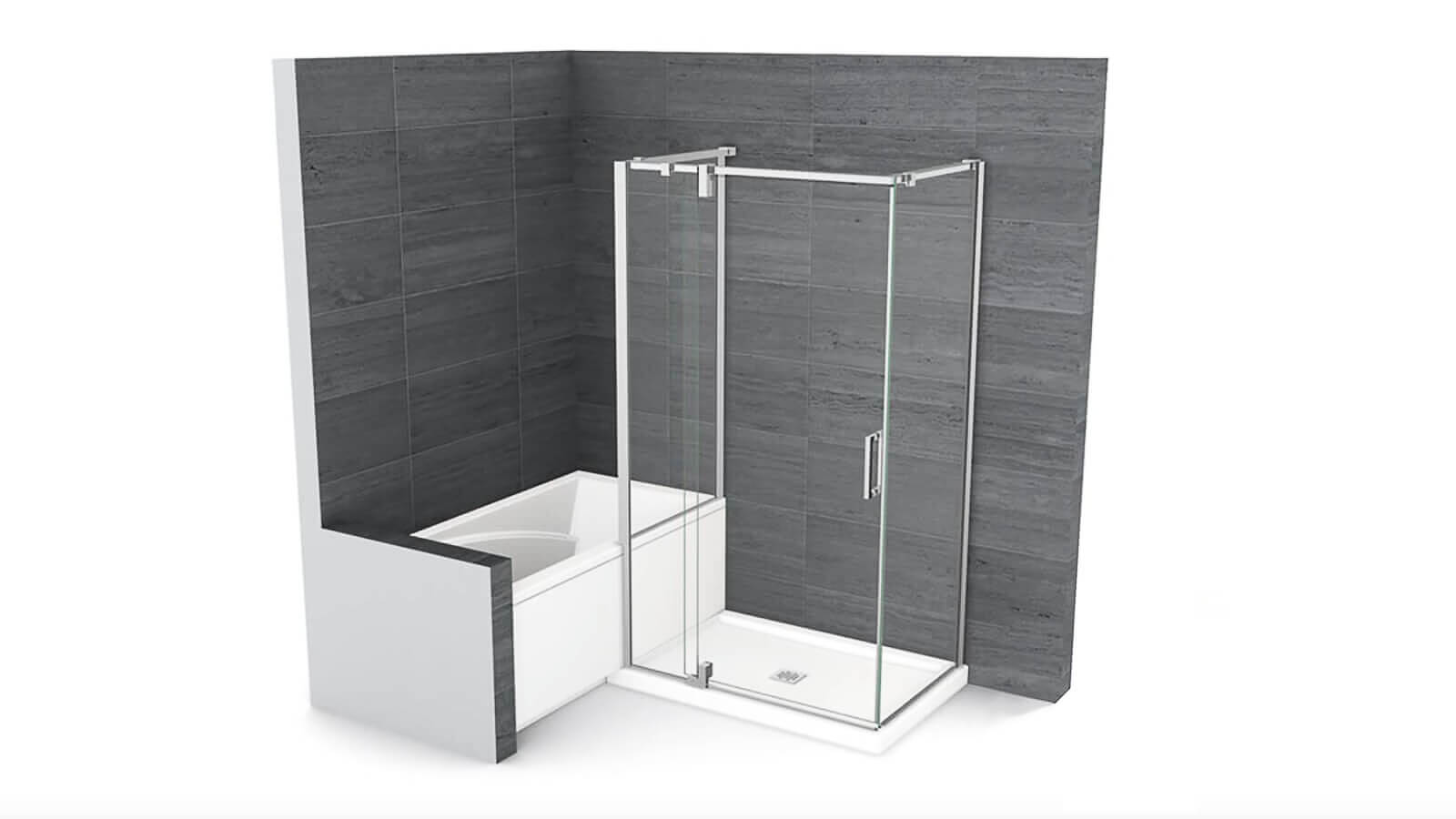 ModulR 36 x 36 x 78 in. 8mm Pivot Shower Door for Corner Installation with Clear glass in Chrome - Plumbing Market