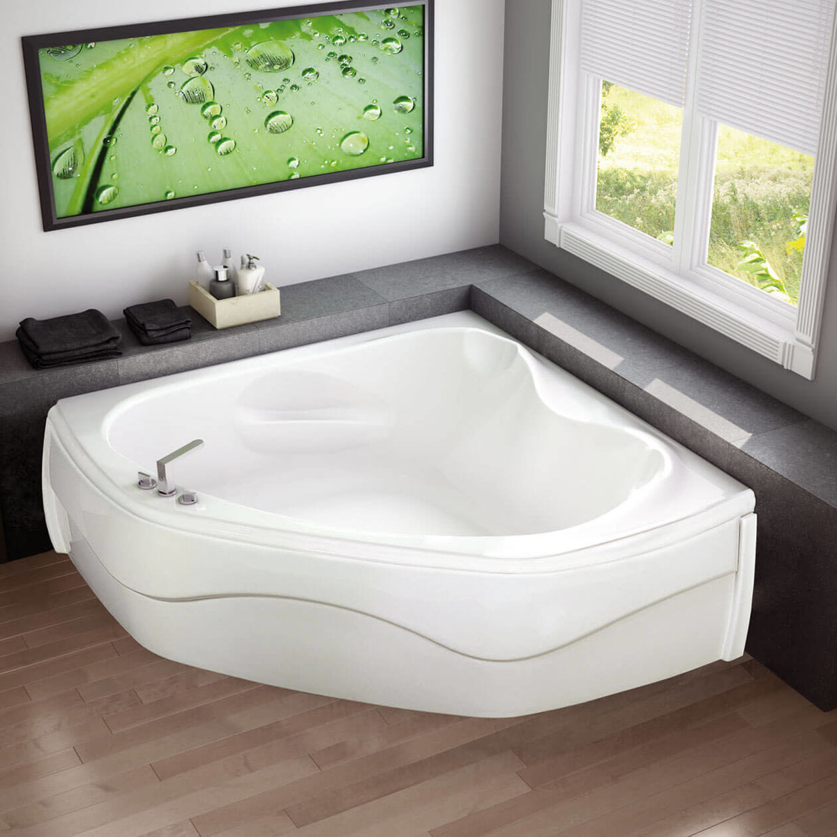 Maax Murmur 5555 Acrylic Corner Center Drain Bathtub in White - image 2