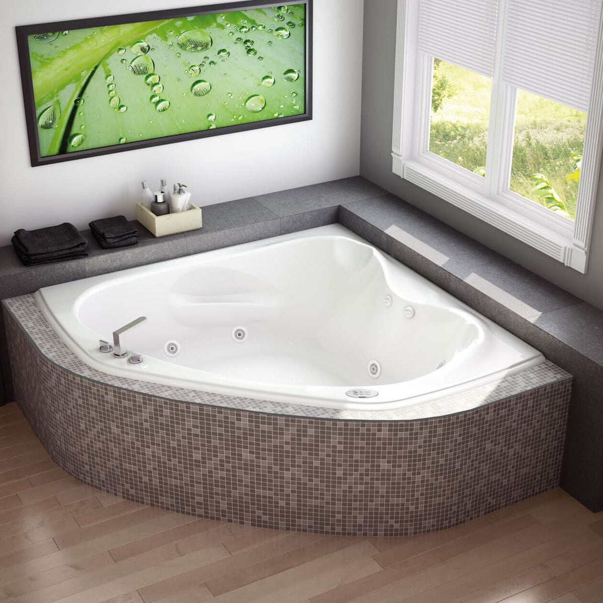 Maax Murmur 5555 Acrylic Corner Center Drain Bathtub in White - image 4