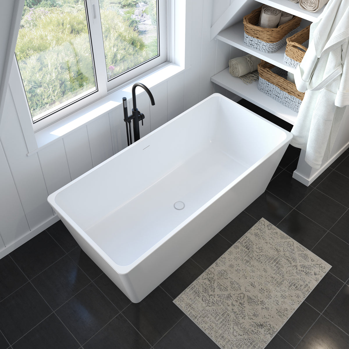 Maax Nakuru 67 x 31 Acrylic Freestanding Rectangular Center Drain Bathtub in White - image 2
