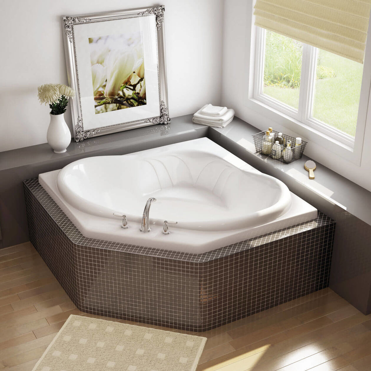 Maax Nancy 54 x 54 Acrylic Drop-in Center Drain Combined & Bathtub in White