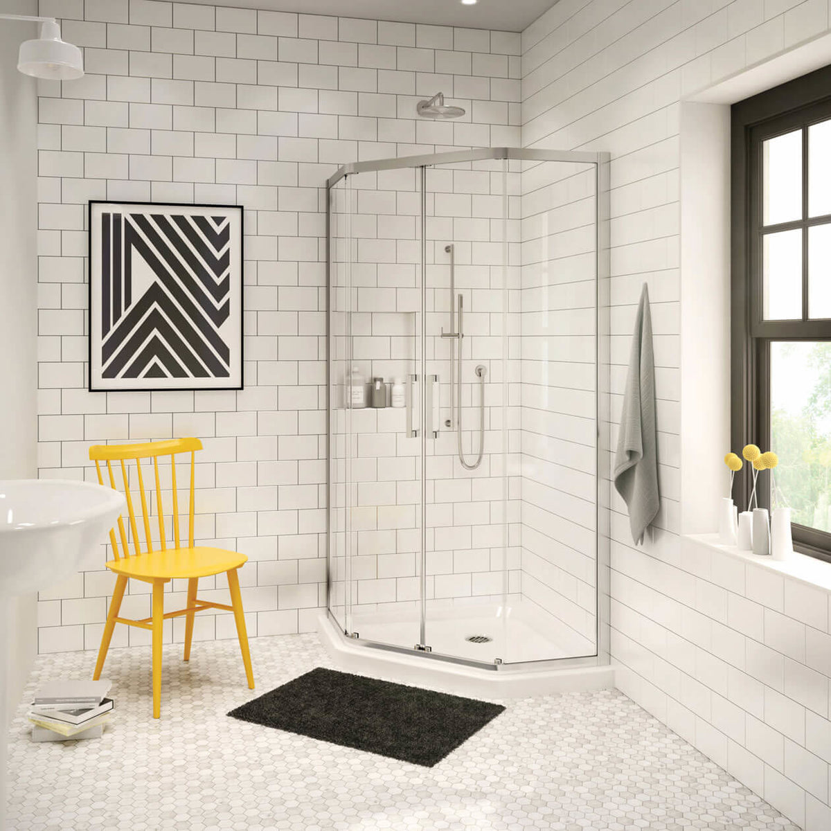 Maax Neo-Angle Base 38 3 in 38 x 38 Acrylic Corner Left or Right Shower Base with Corner Drain in White