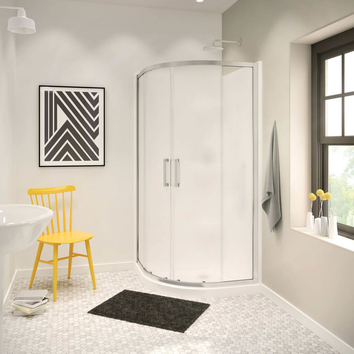 Maax Neo-Round Base 40 3 in 40 x 40 Acrylic Corner Left or Right Shower Base with Corner Drain in White - image 2