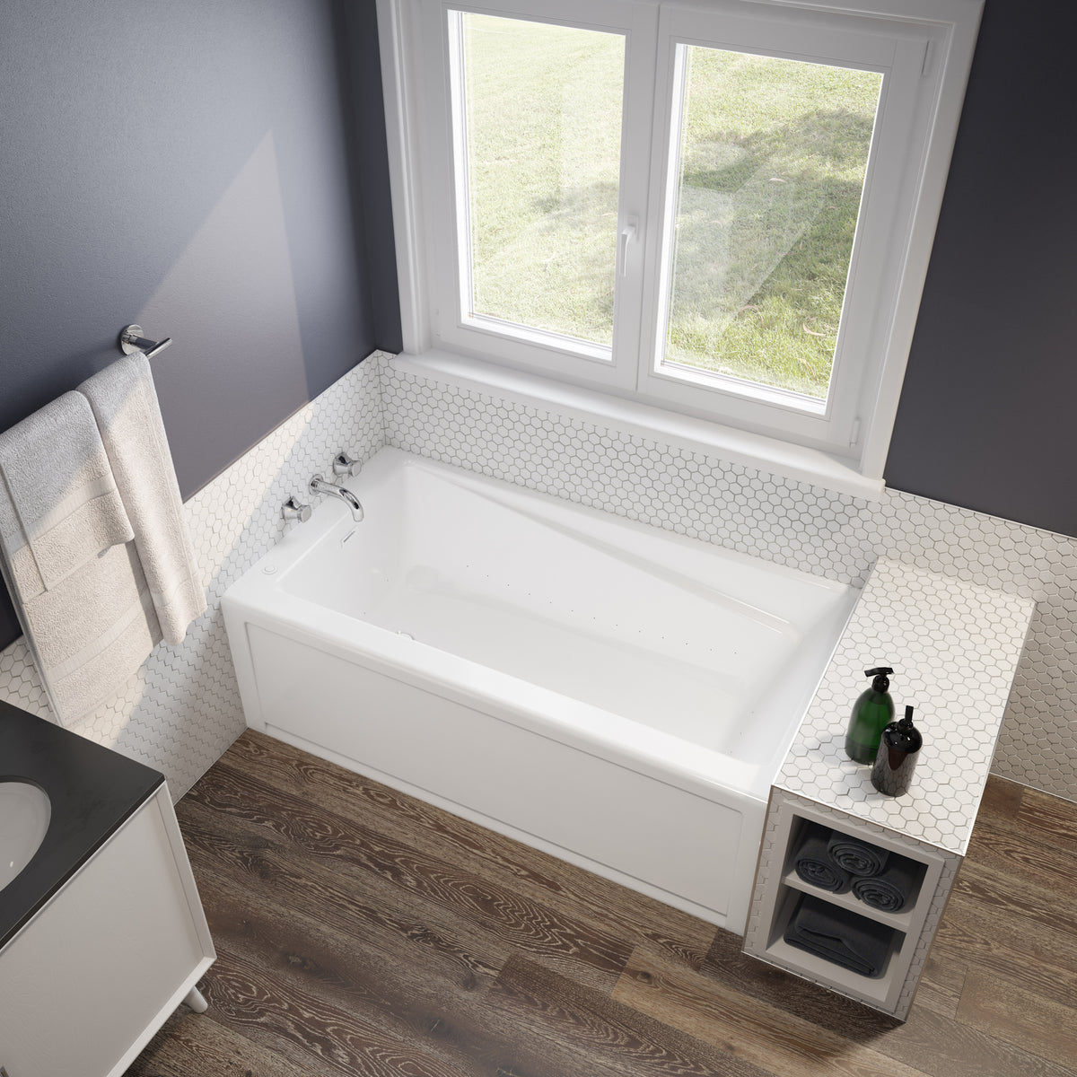 Maax New Town 6030 IFS AFR Acrylic Alcove Bathtub in White with Linear Overflow - image 11