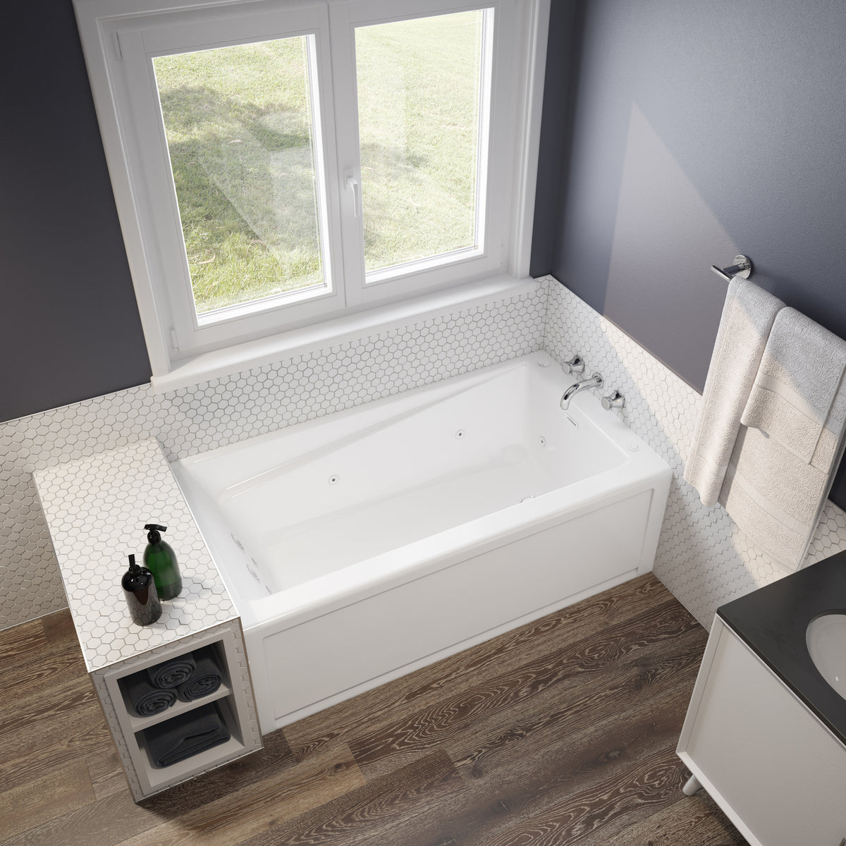 Maax New Town 6030 IFS AFR Acrylic Alcove Bathtub in White with Linear Overflow - image 13