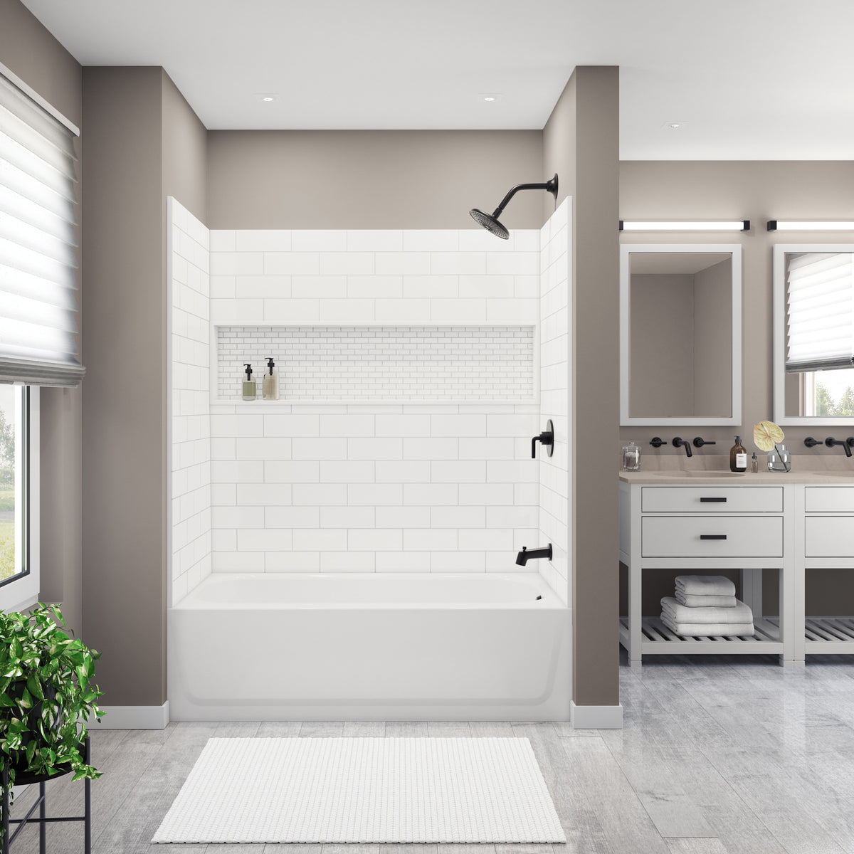 Maax NexTile 6030 Direct-to-Stud Four-Piece Tub Wall Kit in White