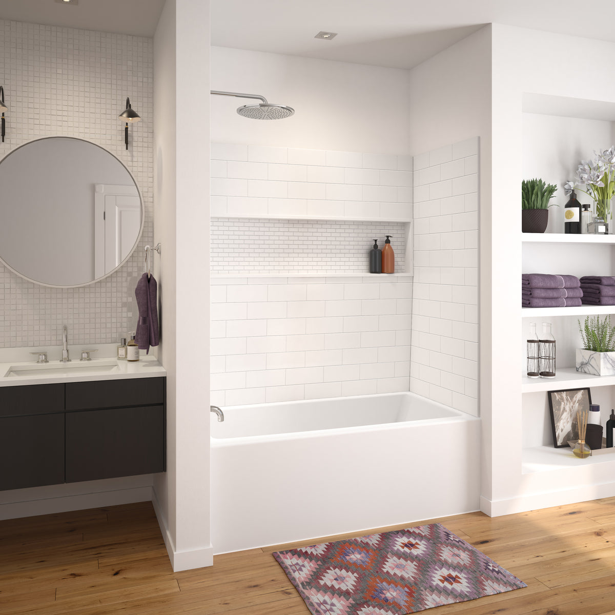 Maax NexTile 6030 Direct-to-Stud Four-Piece Tub Wall Kit in White - image 5