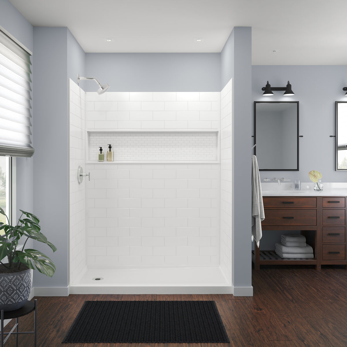 Maax NexTile 6032 Direct-to-Stud Four-Piece Shower Wall Kit in White