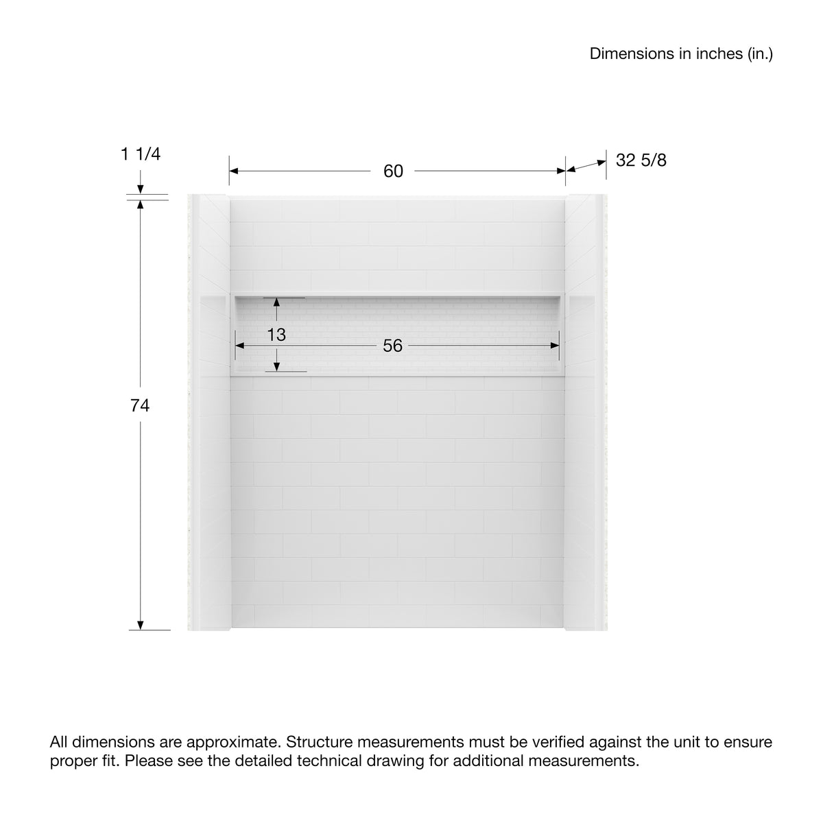 Maax NexTile 6032 Direct-to-Stud Four-Piece Shower Wall Kit in White - image 3