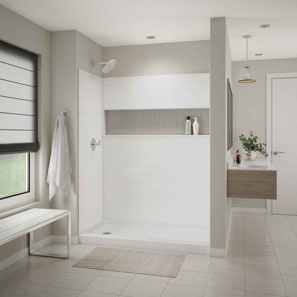 Maax NexTile 6032 Direct-to-Stud Four-Piece Shower Wall Kit in White - image 5
