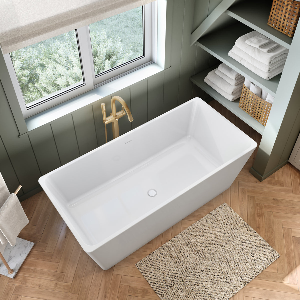 Maax Nota 67 x 31 Acrylic Freestanding Center Drain Bathtub in White with White Skirt - image 2