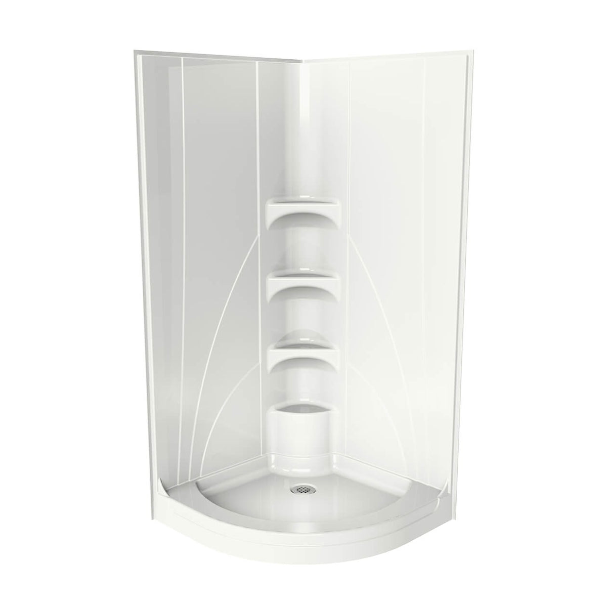 Maax Novello II 37 x 37 Acrylic Corner Center Drain One-Piece Shower in White - image 2