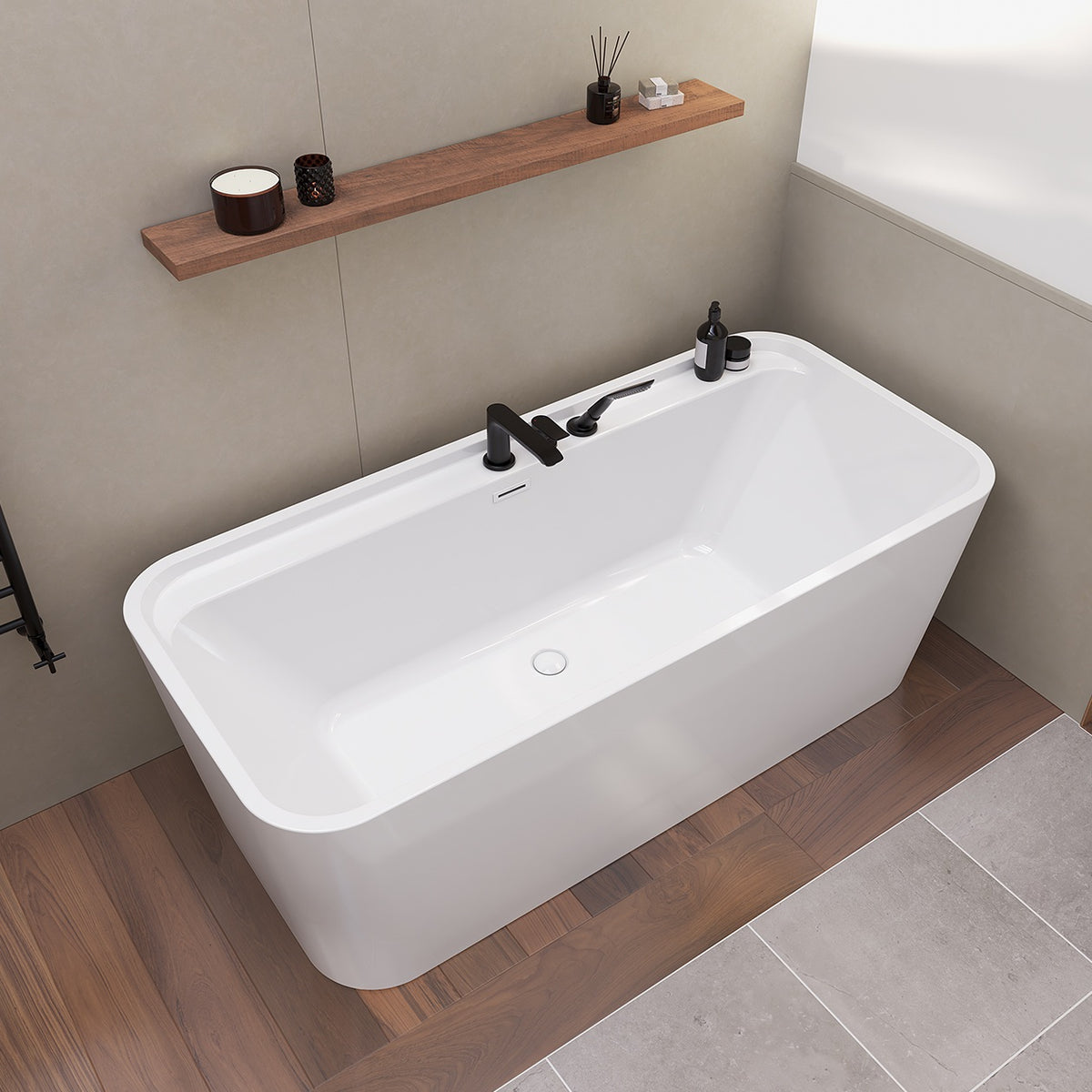 Maax Oberto 6731 Acrylic Freestanding Center Drain Bathtub in White with White Skirt - image 2