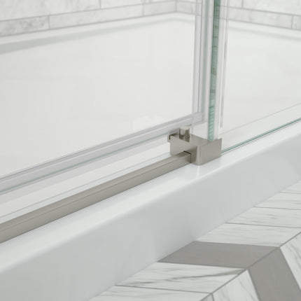 Odyssey SC 57-59 ½ x 78in. 8 mm Sliding Shower Door for Alcove Installation with Clear glass in Brushed Nickel - Plumbing Market