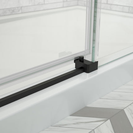 Odyssey SC 48" x 32" x 78" 8mm Sliding Shower Door for Corner Installation with Clear glass in Matte Black - Plumbing Market