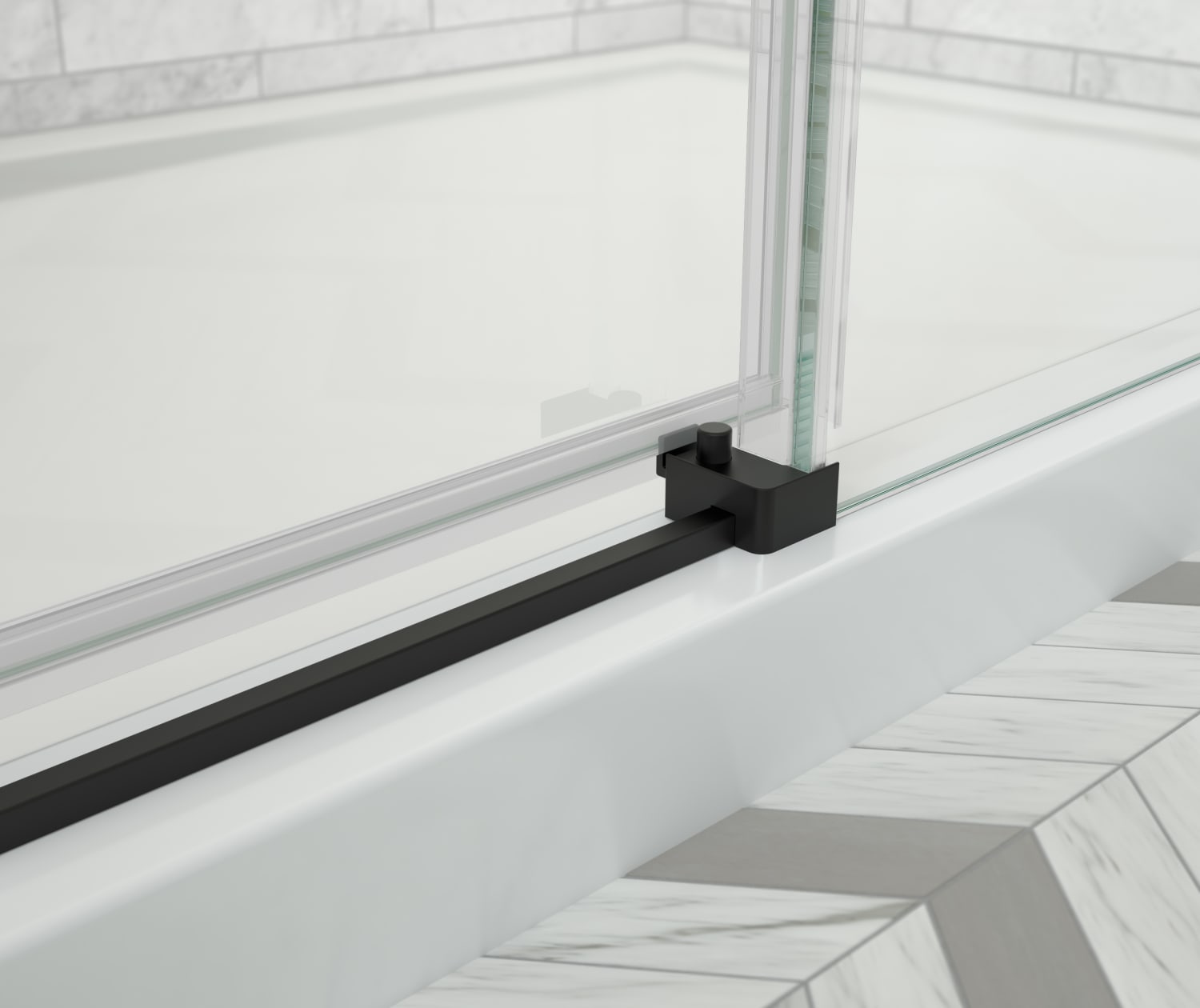 Odyssey SC 45-47 ½ x 78in. 8 mm Sliding Shower Door for Alcove Installation with Clear glass in Matte Black - Plumbing Market