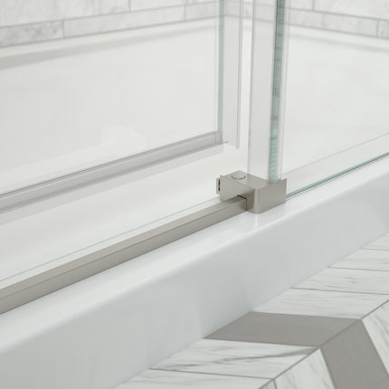 Odyssey SC 48" x 32" x 78" 8mm Sliding Shower Door for Corner Installation with Clear glass in Brushed Nickel - Plumbing Market