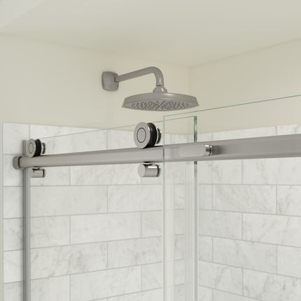 Odyssey SC 60" x 32" x 78" 8mm Sliding Shower Door for Corner Installation with Clear glass in Brushed Nickel - Plumbing Market