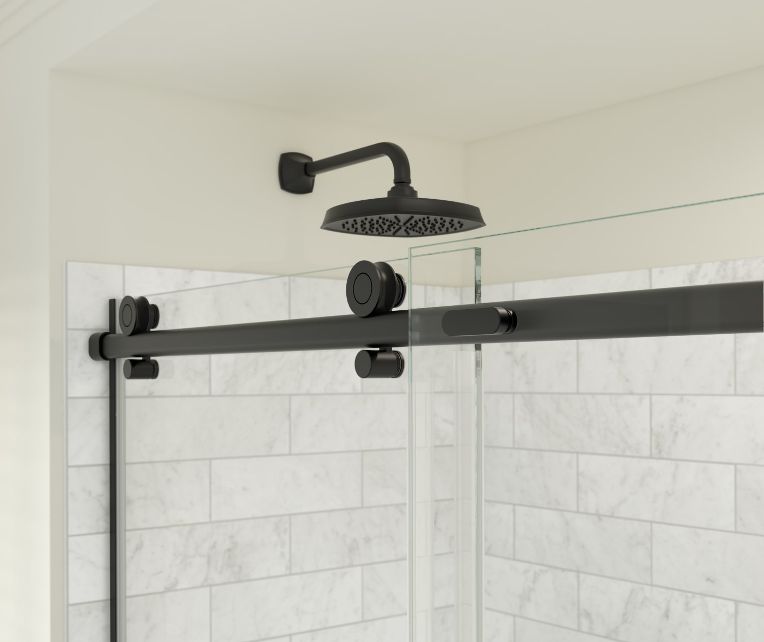 Odyssey SC 45-47 ½ x 78in. 8 mm Sliding Shower Door for Alcove Installation with Clear glass in Matte Black - Plumbing Market