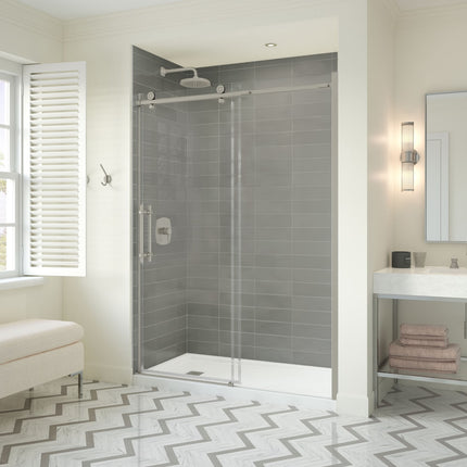 Odyssey SC 57-59 ½ x 78in. 8 mm Sliding Shower Door for Alcove Installation with Clear glass in Brushed Nickel - Plumbing Market
