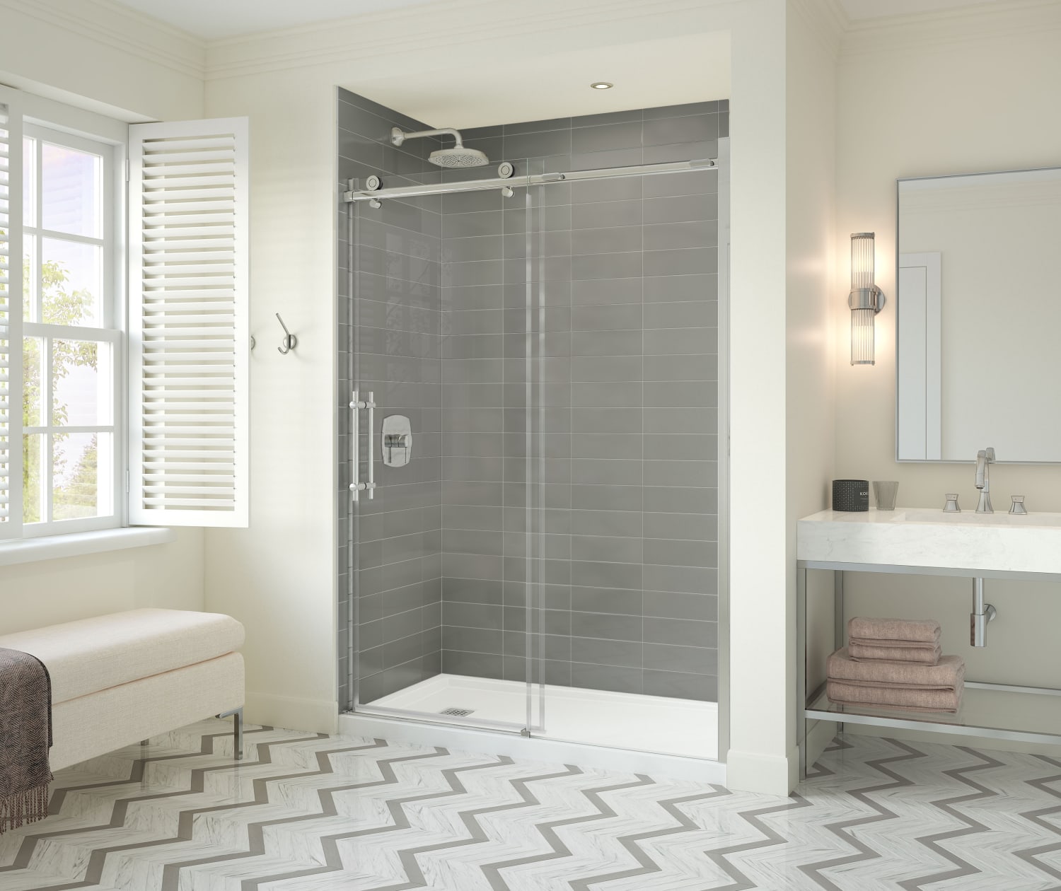 Odyssey SC 57-59 ½ x 78in. 8 mm Sliding Shower Door for Alcove Installation with Clear glass in Chrome - Plumbing Market