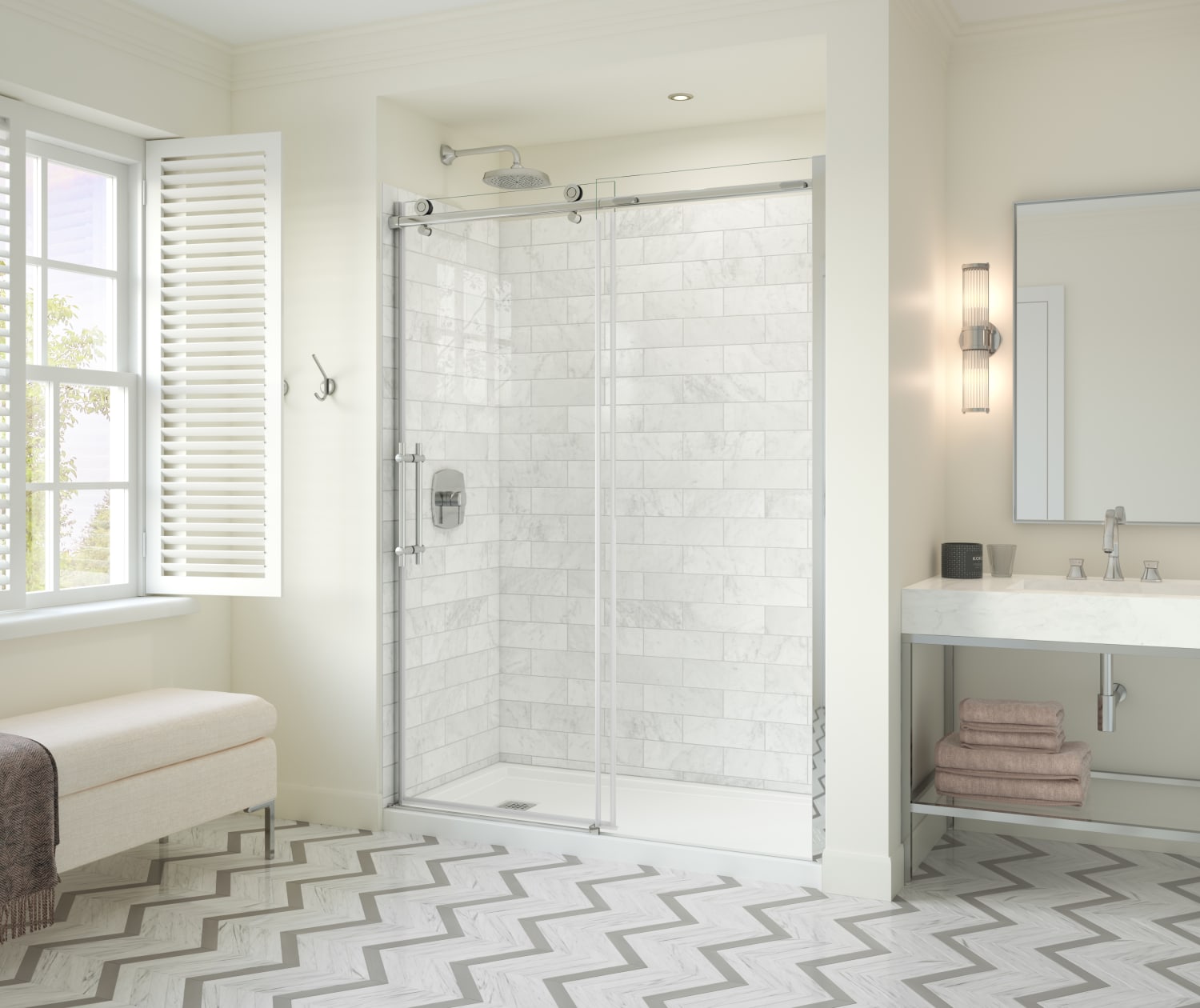 Odyssey SC 57-59 ½ x 78in. 8 mm Sliding Shower Door for Alcove Installation with Clear glass in Chrome - Plumbing Market