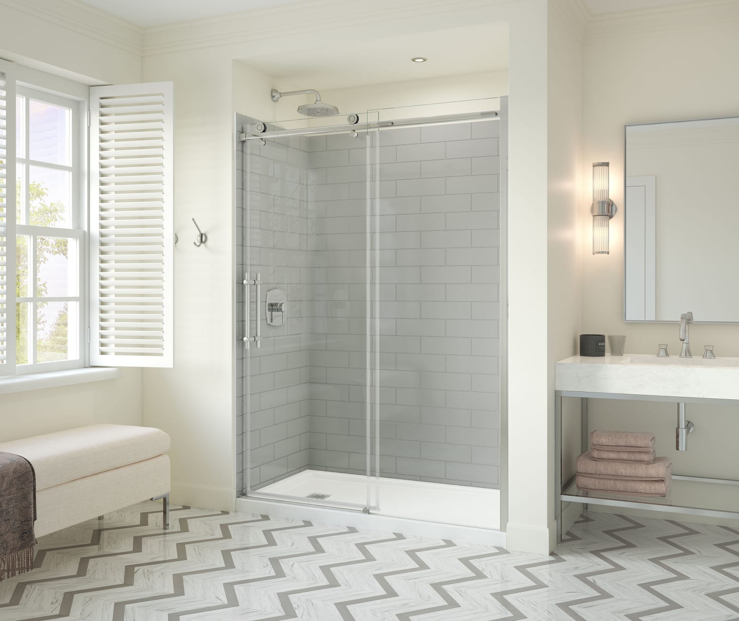 Odyssey SC 57-59 ½ x 78in. 8 mm Sliding Shower Door for Alcove Installation with Clear glass in Chrome - Plumbing Market