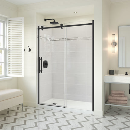 Odyssey SC 57-59 ½ x 78in. 8 mm Sliding Shower Door for Alcove Installation with Clear glass in Matte Black - Plumbing Market