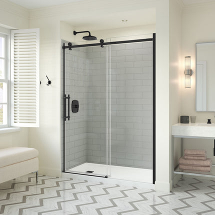 Odyssey SC 57-59 ½ x 78in. 8 mm Sliding Shower Door for Alcove Installation with Clear glass in Matte Black - Plumbing Market