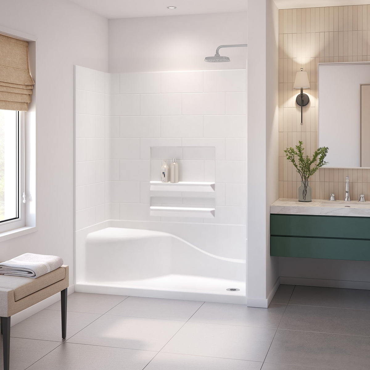 Maax Olio 6030 Seated Base AcrylX Alcove Shower Base in White - image 4