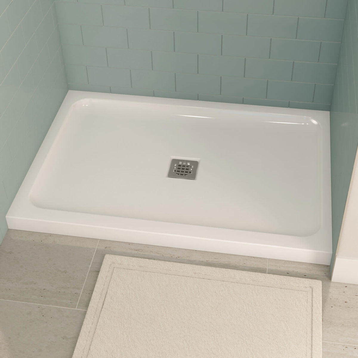 Maax Olympia Square 4832 Acrylic Alcove or Corner Shower Base in White with Center Drain - image 2