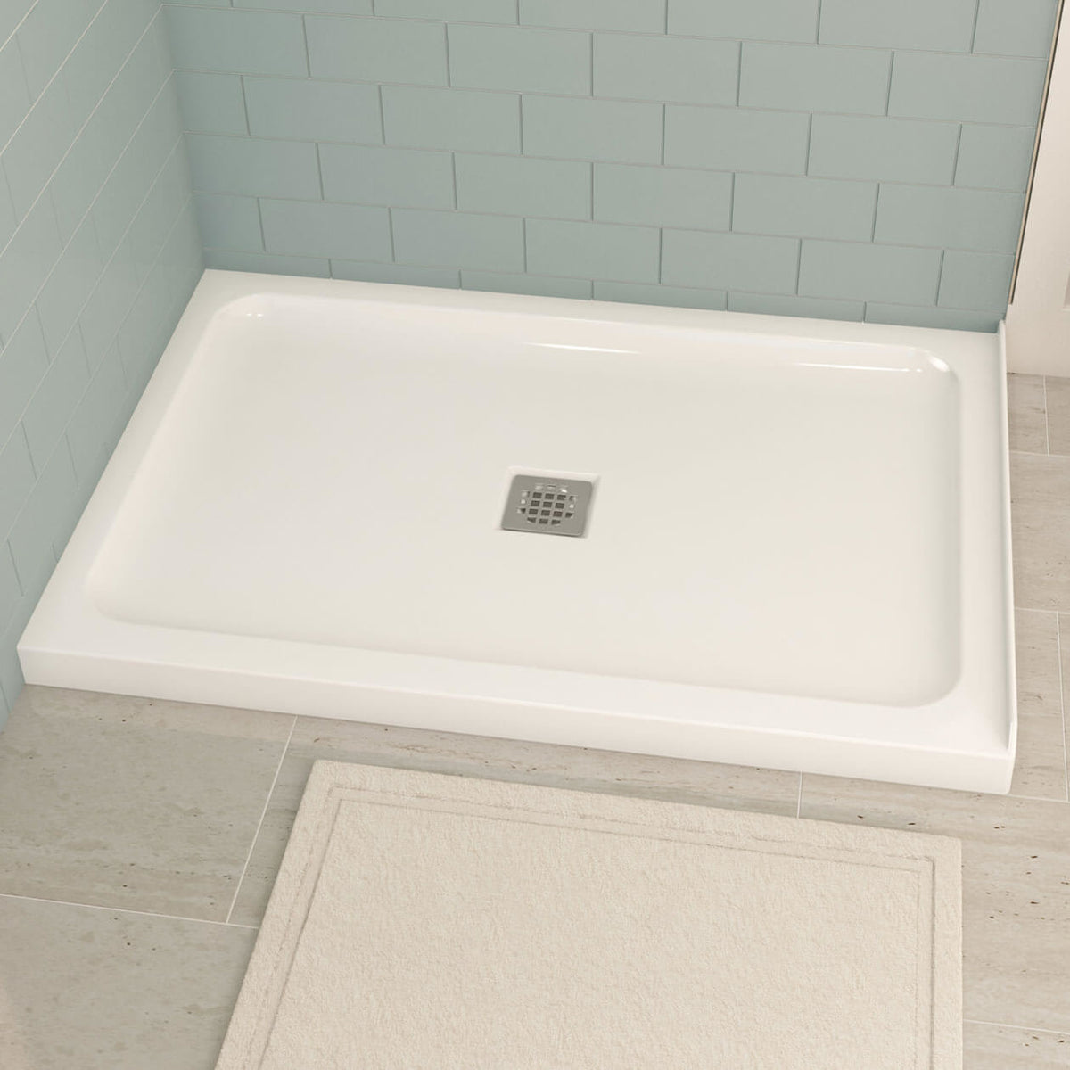 Maax Olympia Square 4832 Acrylic Alcove or Corner Shower Base in White with Center Drain - image 4