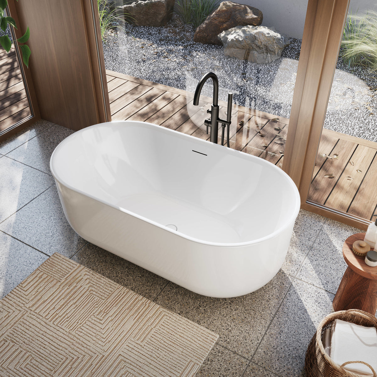 Maax Ommu 5932 Acrylic Freestanding Center Drain Bathtub in White - image 2