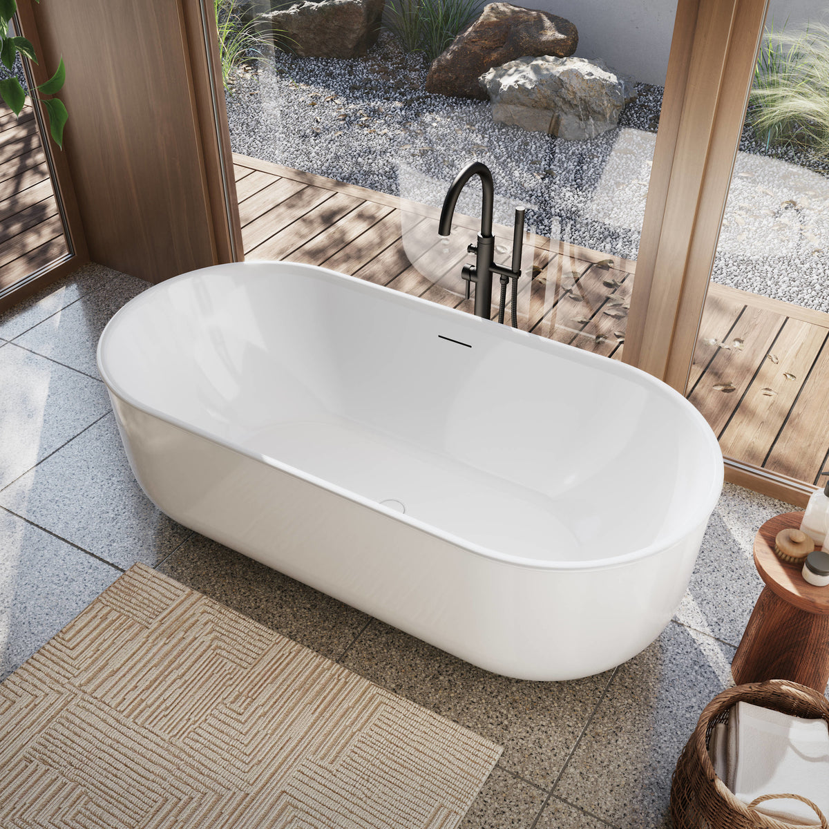 Maax Ommu 6732 Acrylic Freestanding Center Drain Bathtub in White - image 2