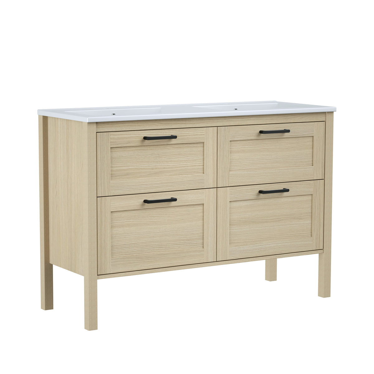 Maax Opaline 48 in Freestanding Double Sink Vanity with Matching Mirror in Light Oak - image 11