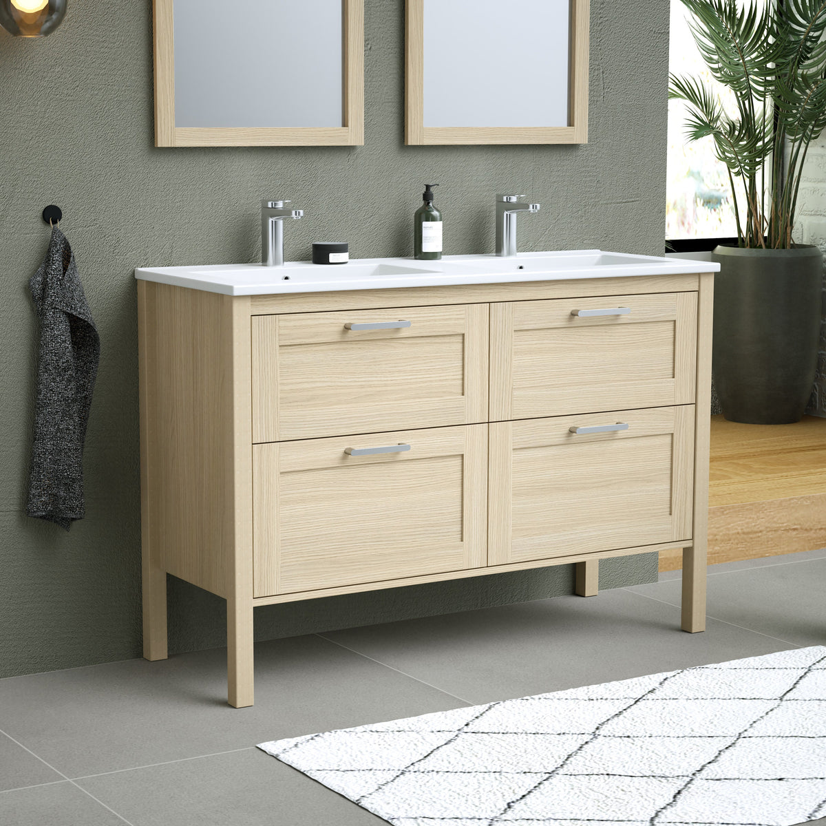 Maax Opaline 48 in Freestanding Double Sink Vanity with Matching Mirror in Light Oak - image 12