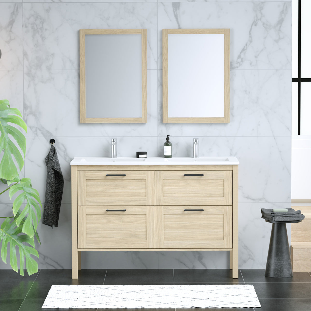 Maax Opaline 48 in Freestanding Double Sink Vanity with Matching Mirror in Light Oak - image 13