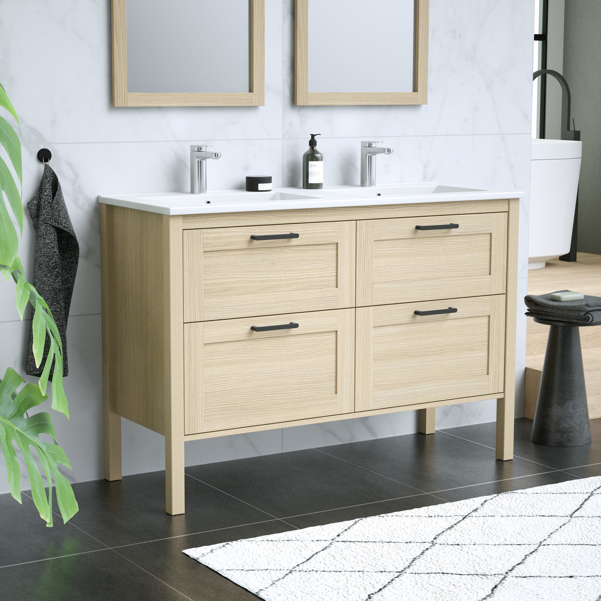 Maax Opaline 48 in Freestanding Double Sink Vanity with Matching Mirror in Light Oak - image 14