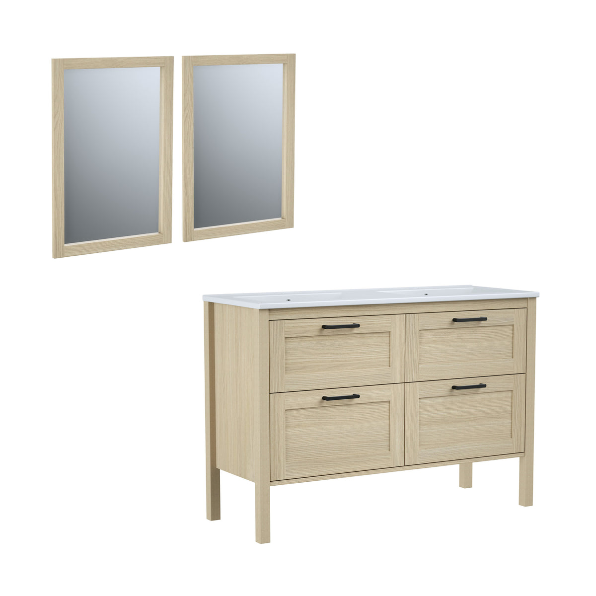 Maax Opaline 48 in Freestanding Double Sink Vanity with Matching Mirror in Light Oak - image 16