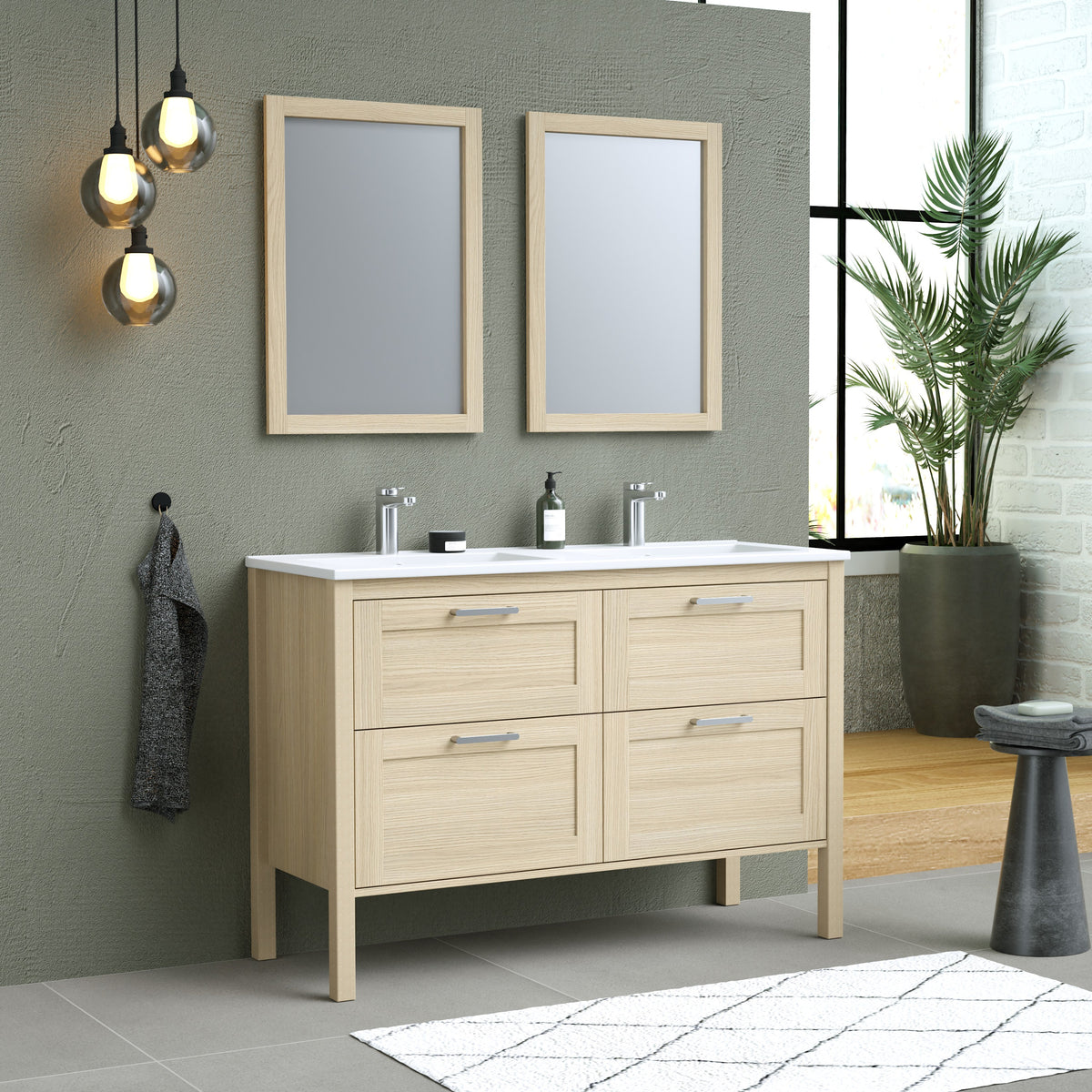 Maax Opaline 48 in Freestanding Double Sink Vanity with Matching Mirror in Light Oak - image 17