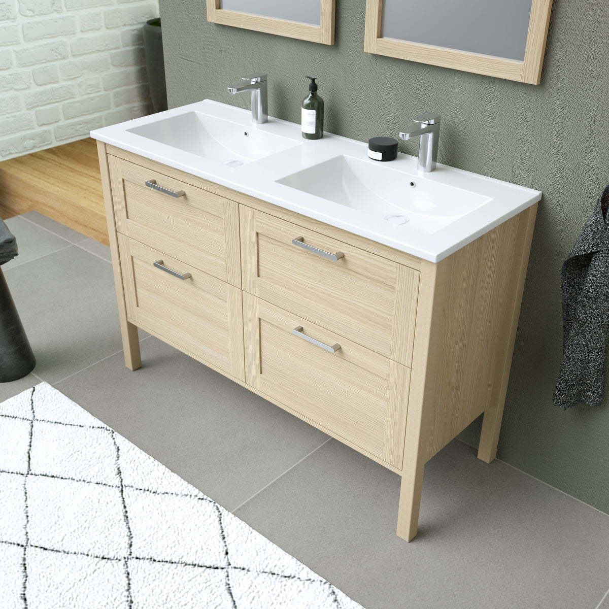 Maax Opaline 48 in Freestanding Double Sink Vanity with Matching Mirror in Light Oak - image 18