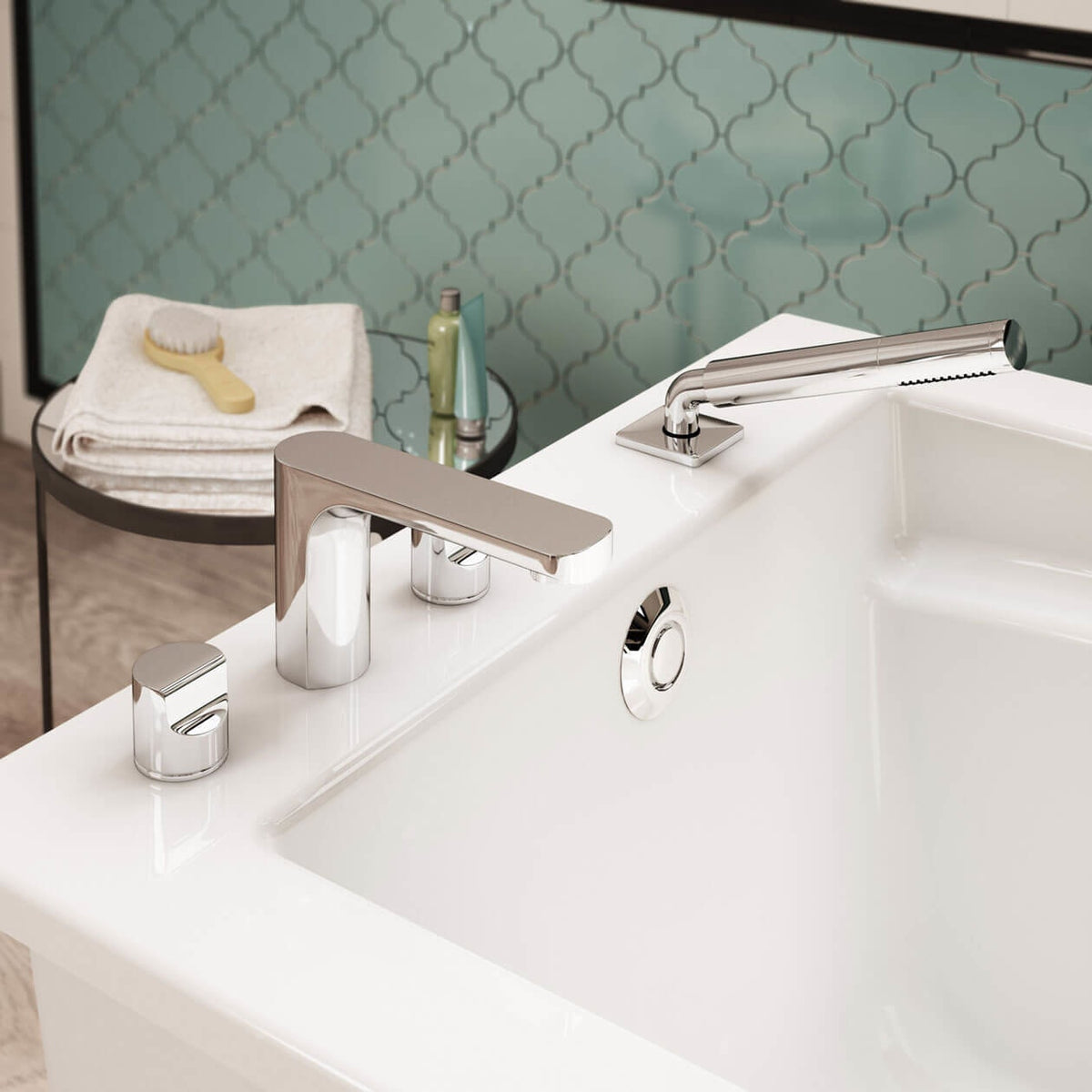 Maax Optik 6032 F Acrylic Freestanding End Drain Bathtub in White with Thunder Grey Skirt - image 5