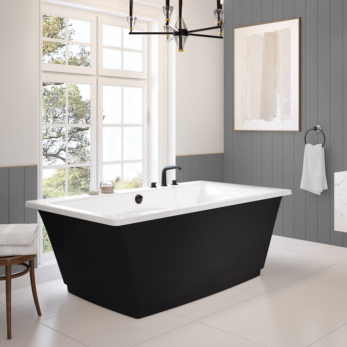 Maax Optik 6636 F Acrylic Freestanding Center Drain Bathtub in White with Thunder Grey Skirt - image 11