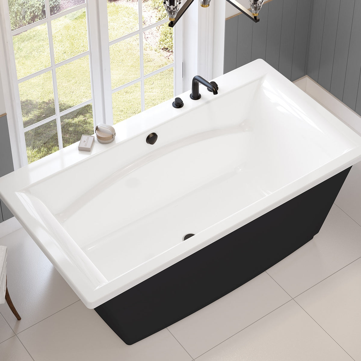 Maax Optik 6636 F Acrylic Freestanding Center Drain Bathtub in White with Thunder Grey Skirt - image 12