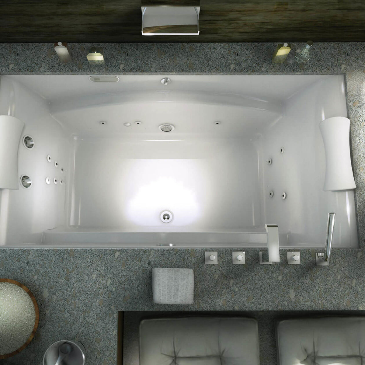 Maax Optik 7236 Acrylic Undermount Center Drain Bathtub in White - image 5